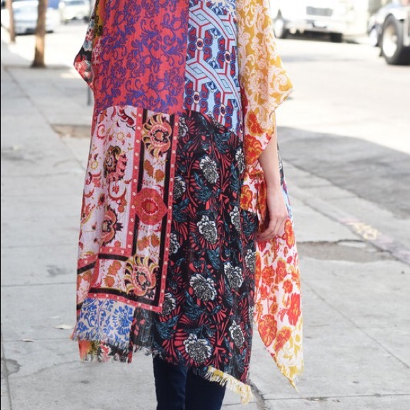 Colorful Boho Floral Patchwork Sheer Kimono Wrap - Picture 3 of 3